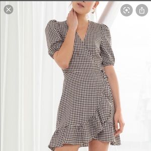 & Other Stories Brown Gingham Wrap Dress
